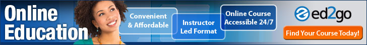 Ed2go logo with information about online courses