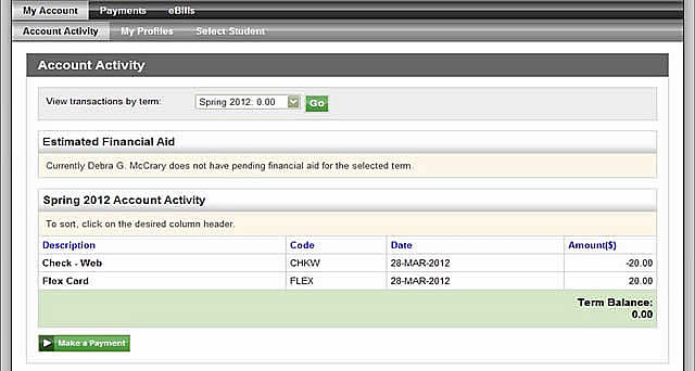 Authorized Users Account Activity Page