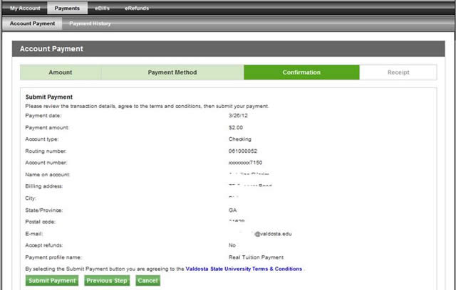 Submission of payment