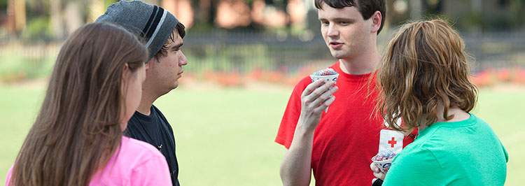 Students eating Snowcones