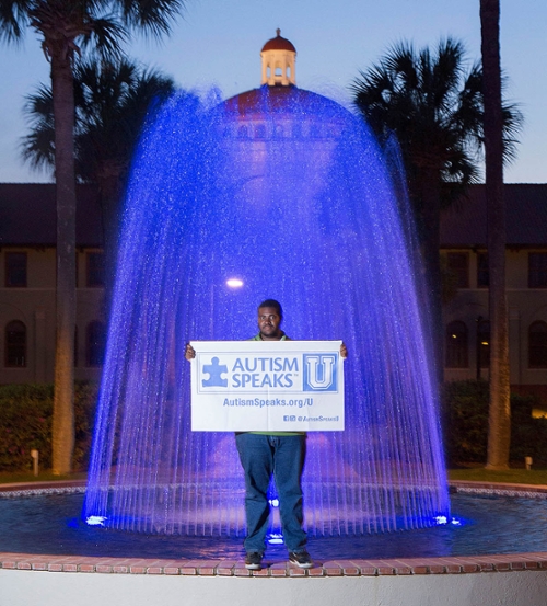 Blue fountain for autism awareness