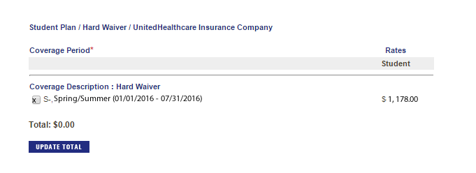 Health insurance check box for term coverage
