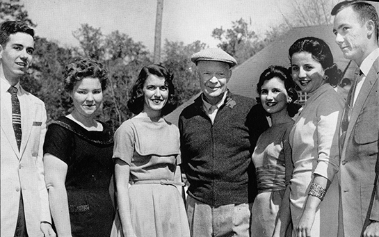 President Eisenhower with students and faculty from VSC.