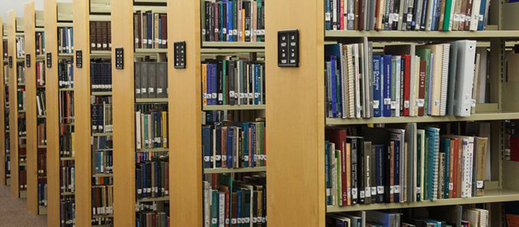 Multiple shelves with books