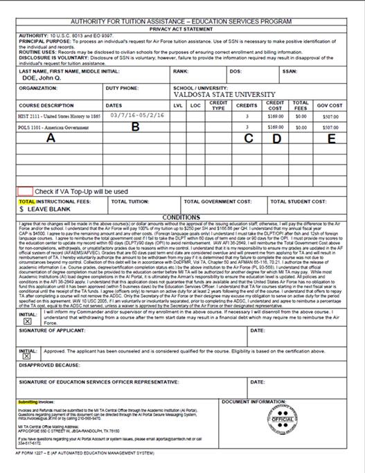 AF Form 1227a