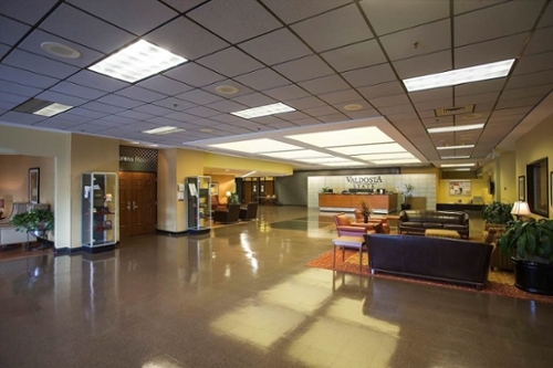 Lobby of the University Center with couches and chairs