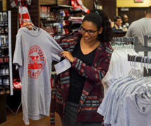 young female at bookstore