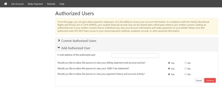 Allow another person access to your account