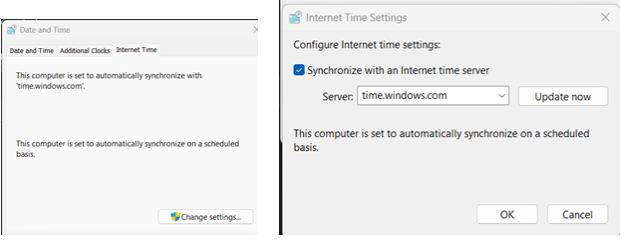 Windows Date and Time Server Tab Example