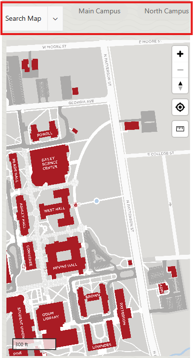 red and gray map of the school campus