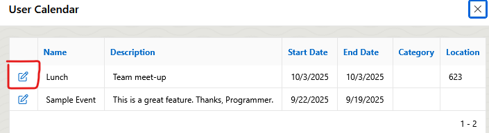 calendar list screenshot