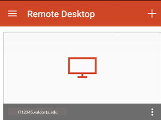 Remote Desktop application home screen showing the configured connection.