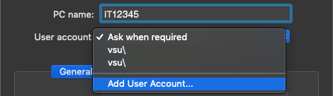 Add IT Tag number and add user account.