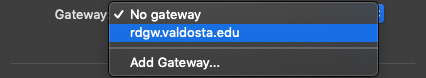 Select created gateway.