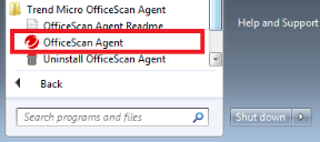List of programs with OfficeScan Agent outlined. 