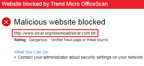 reads malicious website blocked at the top w/ red x. lists malicious website. Suggests what you could do