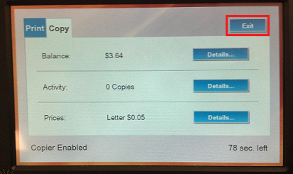 Select exit button on top right to log out