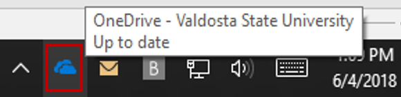 OneDrive cloud icon on taskbar