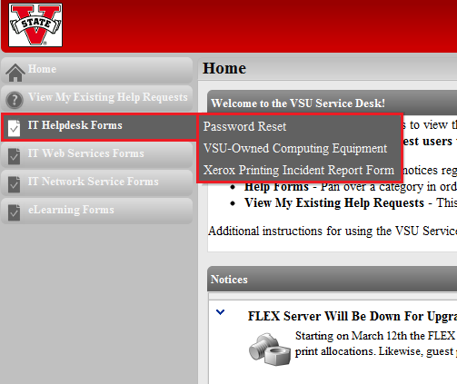 Choose a Request Form