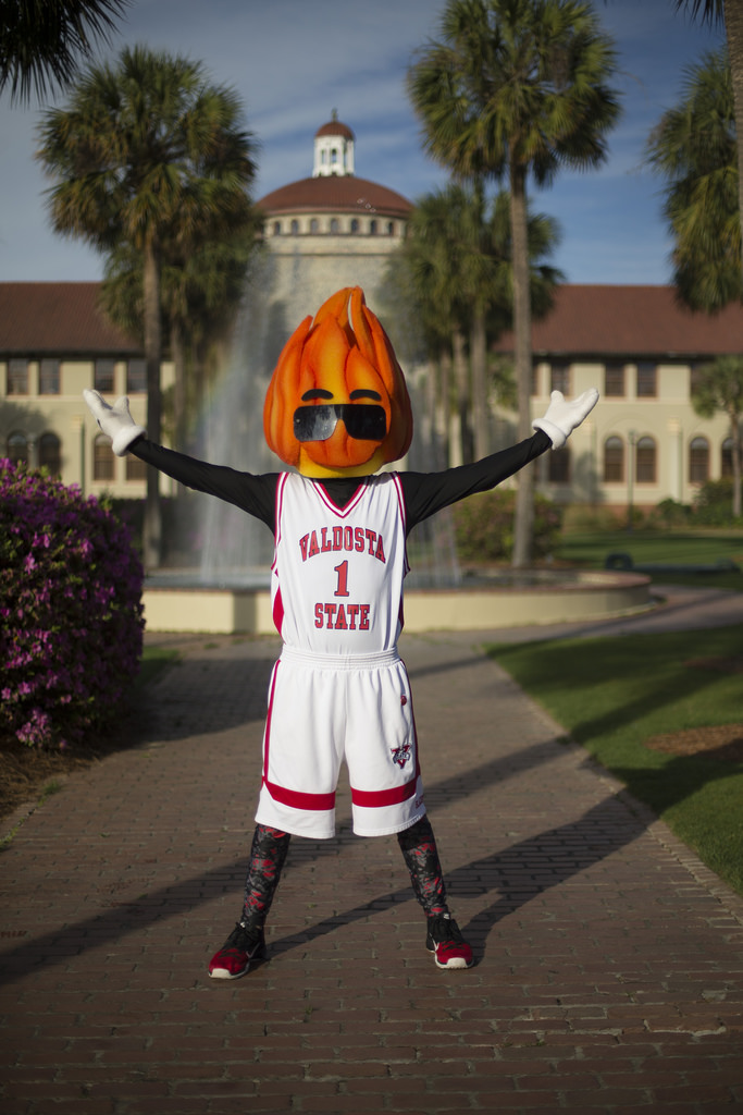 Blaze Arms Spread in front of West Hall