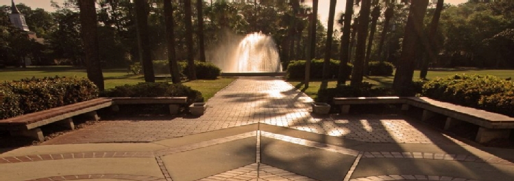 West Hall Fountain at Sunset