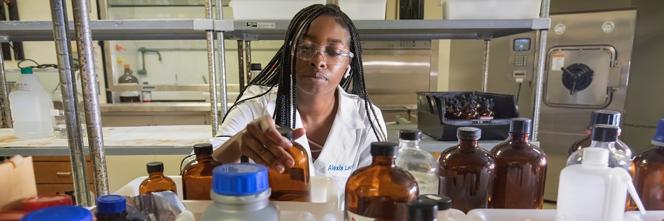 A VSU student selects the best chemical to solve the problem.