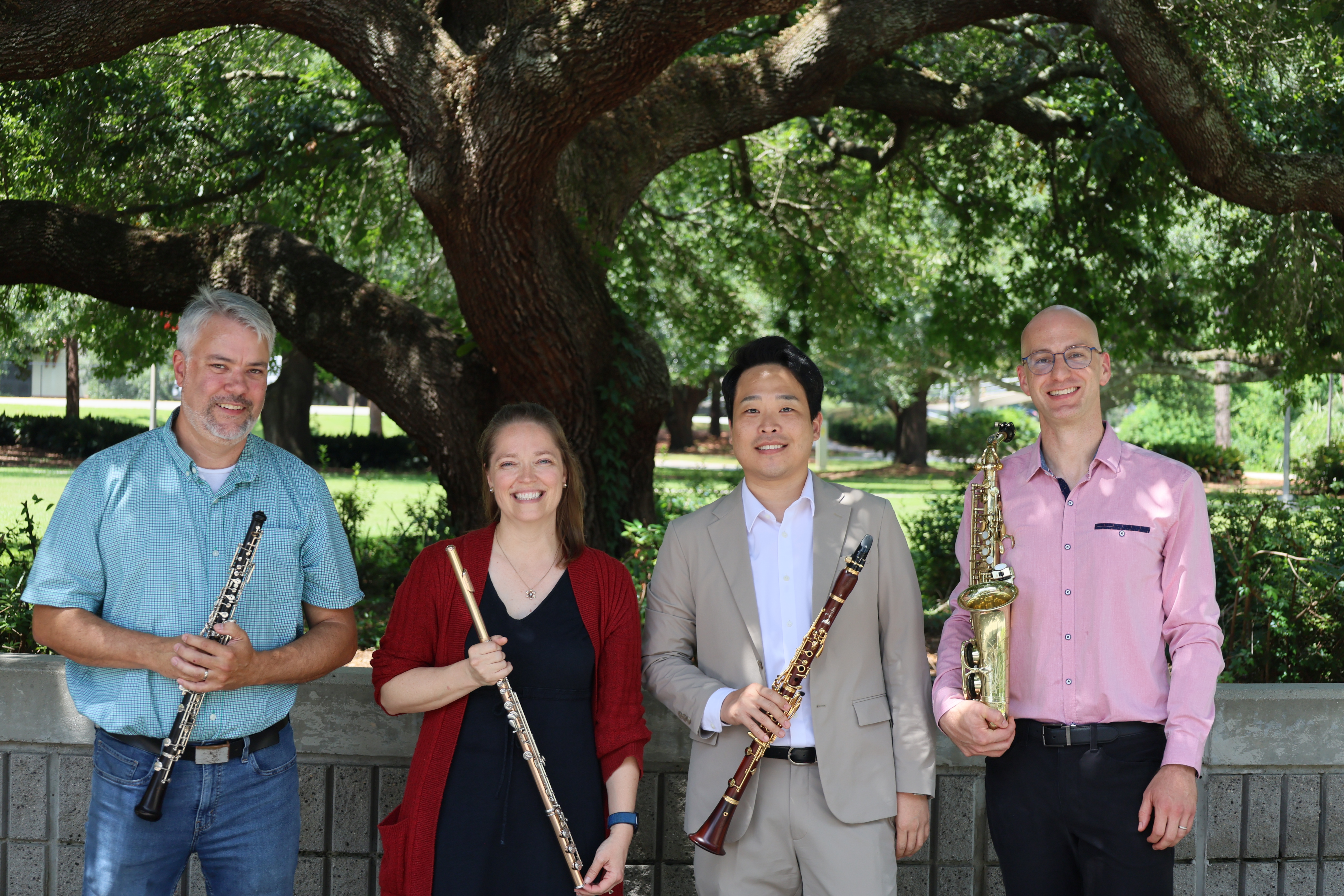 Woodwind Faculty: pictured from left to right; Sherwood Wise, Sarah Jane Young, Jin Yun, and Zach Stern