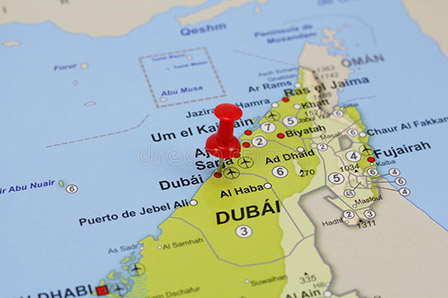 Dubai Map with Pin