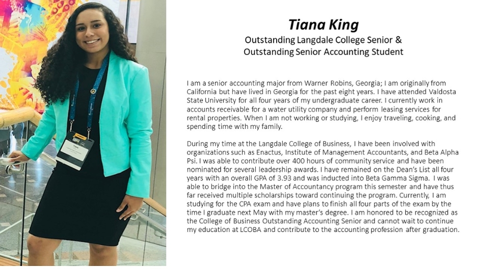Tiana King Outstanding Senior 