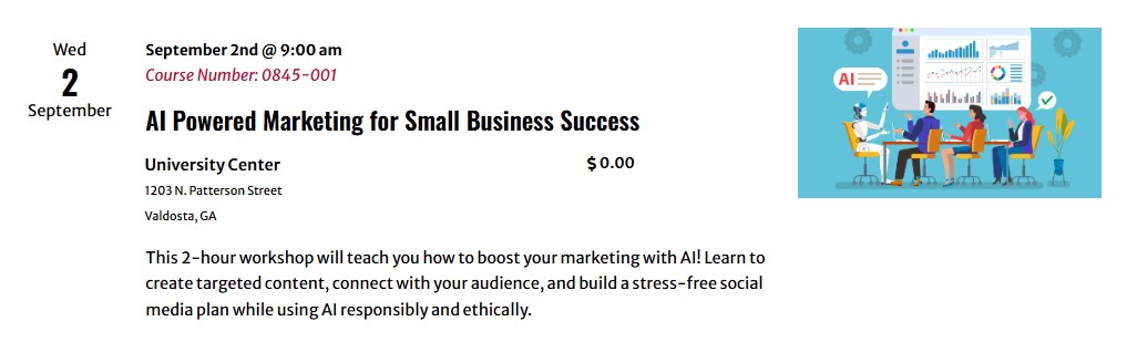 September 2 - AI Powered Marketing for Small Business Class
