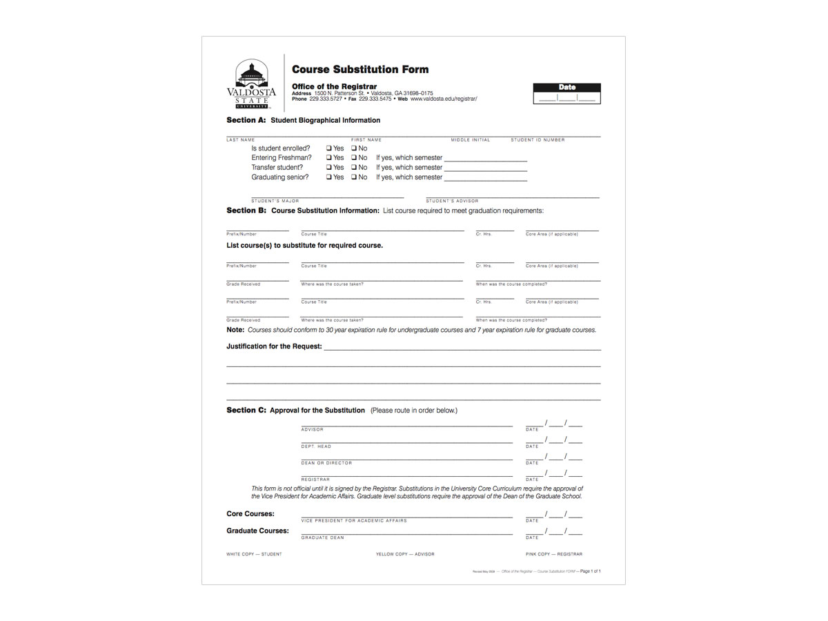 NCR Form - This is an example of a standard NCR Form for the University. Creative Services is responsible for designing all stationary for the university.