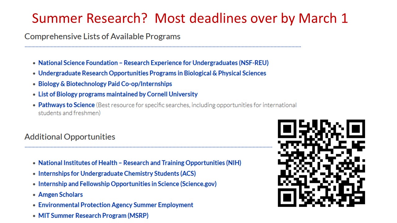 Slide depicting comprehensive list of available programs and additional opportunities