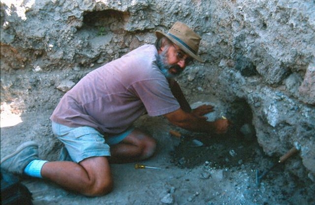 Dr. Downing at a dig.