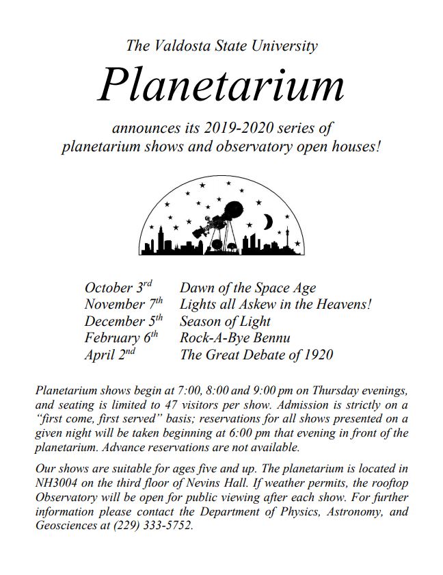 Planetarium Schedule