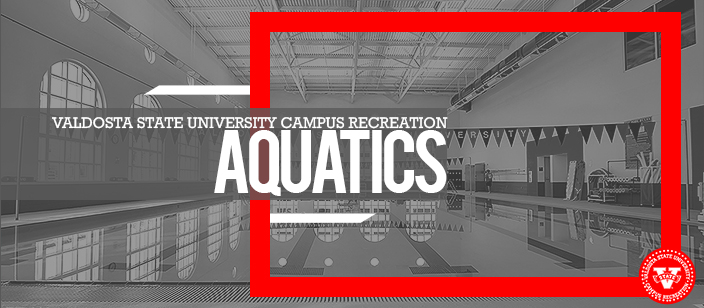Picture of SRC Pool with "Valdosta State University Campus Recreation Aquatics" overtop