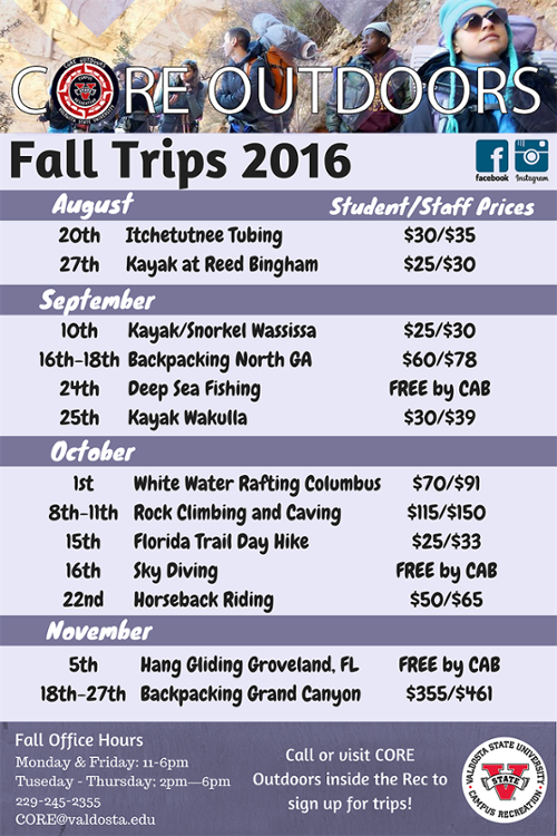 CORE Fall Calendar