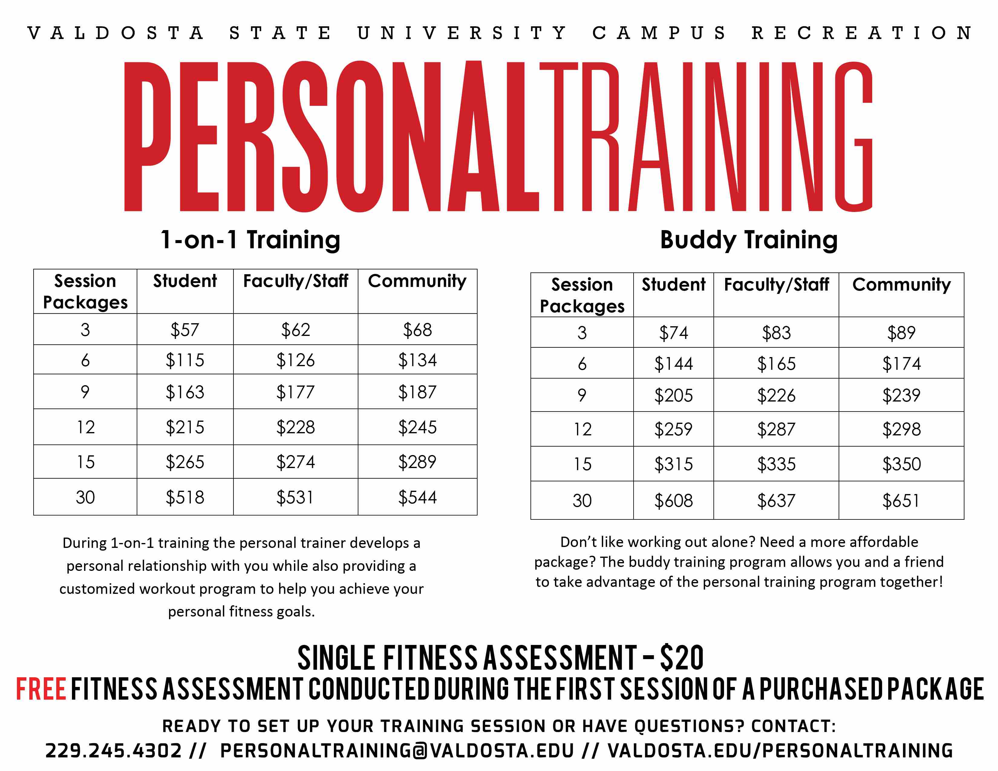 Personal Training Pricing Sheet Template