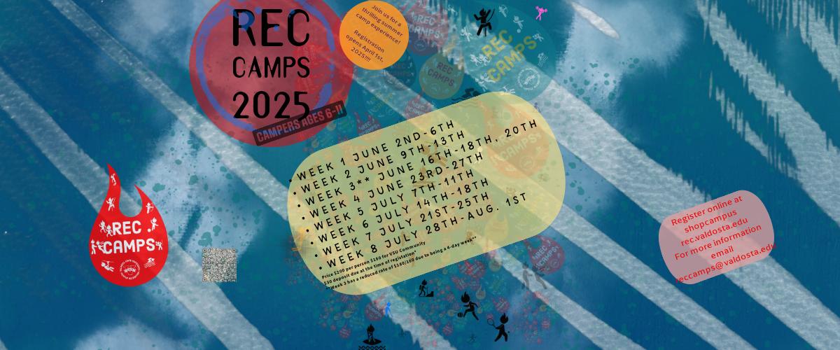 Banner image with rec camp information.