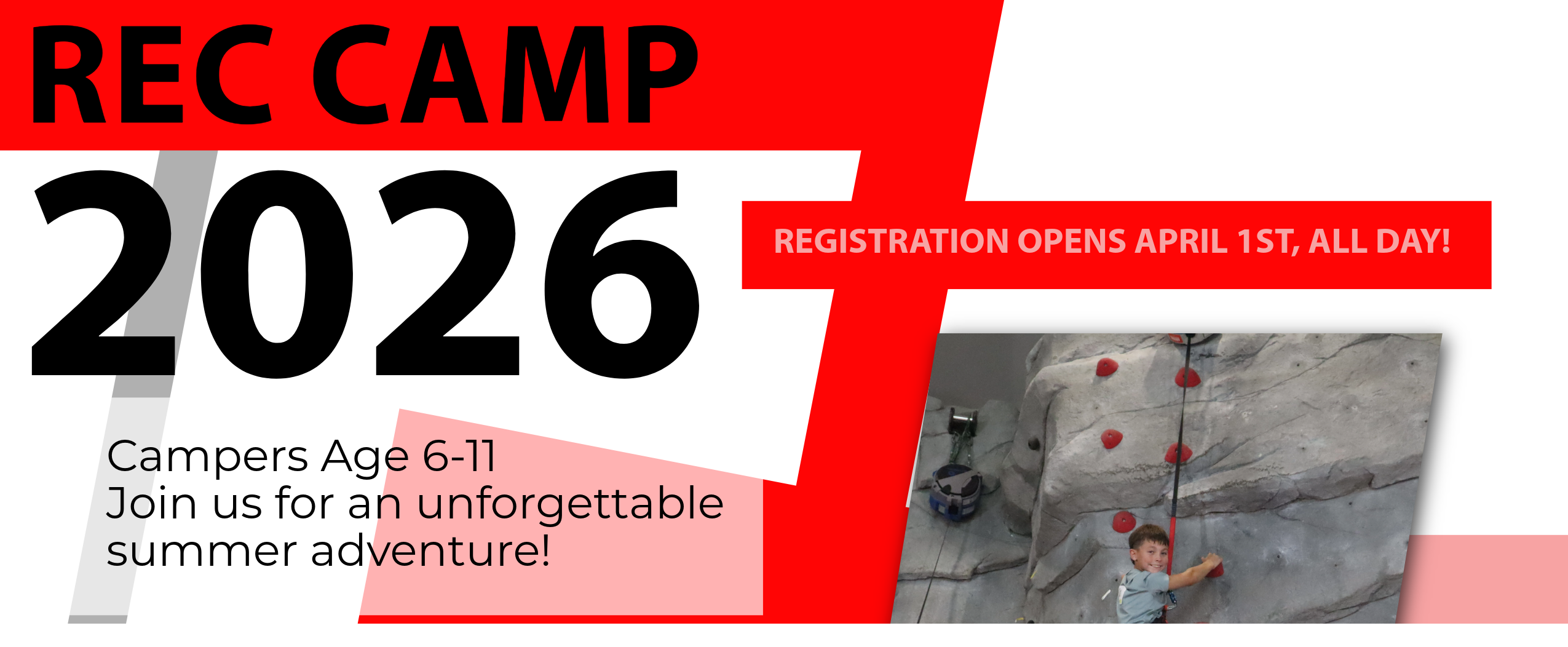 Banner image with rec camp information.