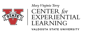 Valdosta State University Center for Experiential Learning logo with a red V State emblem and the text “Mary Virginia Terry Center for Experiential Learning, Valdosta State University.”.